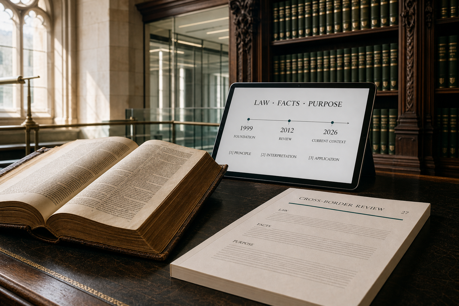 Historic legal scholarship beside a contemporary law, facts and purpose review